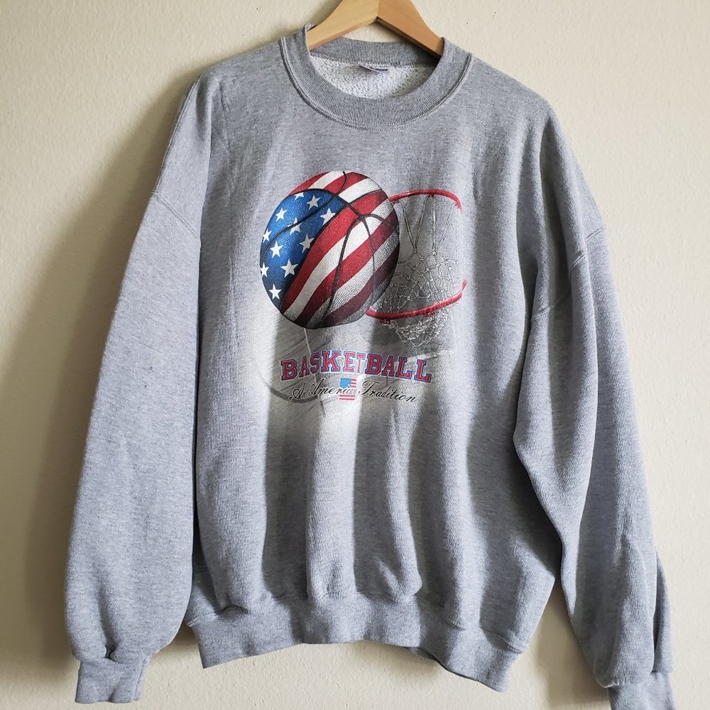 Vintage Basketball Grey Sweatshirt 2XL
